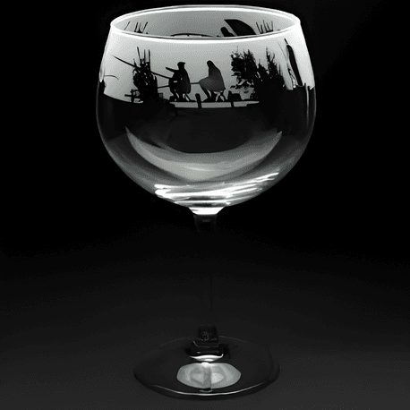 Animo Fishing Scene Gin Balloon Glass
