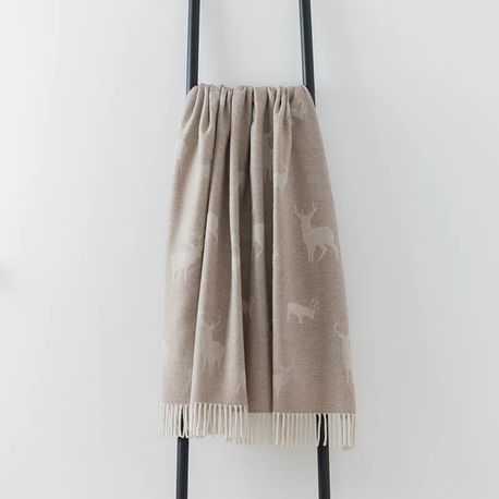 Remony Stag on Fawn Merino Wool Throw
