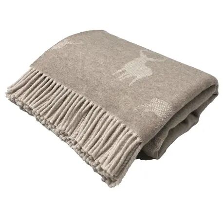 The Isle Mill Stag on Fawn Merino Wool Throw