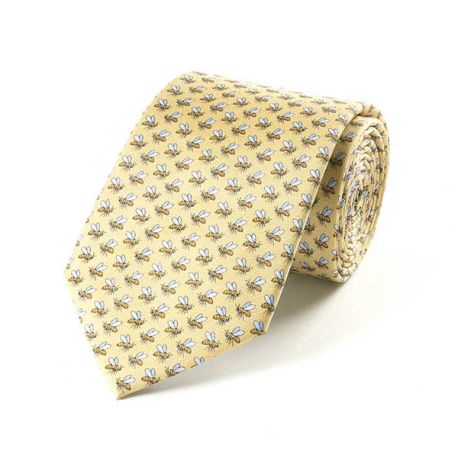 Fox &amp; Chave Bryn Parry Bees Yellow Silk Tie