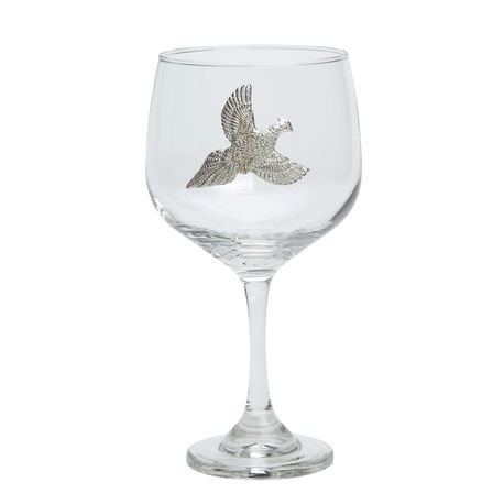 Pewter Pheasant Gin Balloon Glass