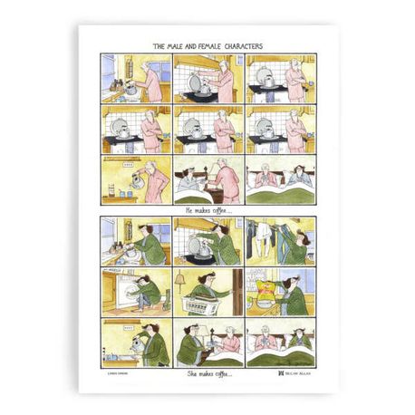 Tottering "Male and Female Characters" Funny Tea Towel