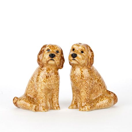 Quail Ceramics Apricot Cockapoo Salt and Pepper Set