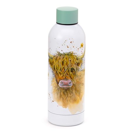 Stainless Steel Insulated Drinks Bottle 530ml - Jan Pashley Highland Coo Cow
