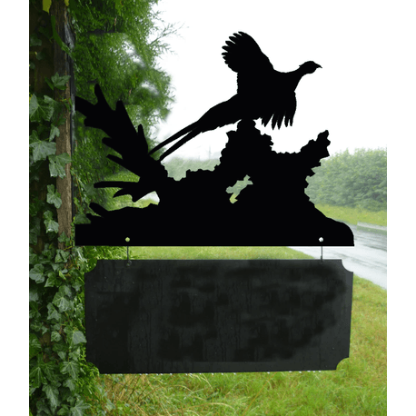 Personalised Flying Pheasant Hanging House Name Sign