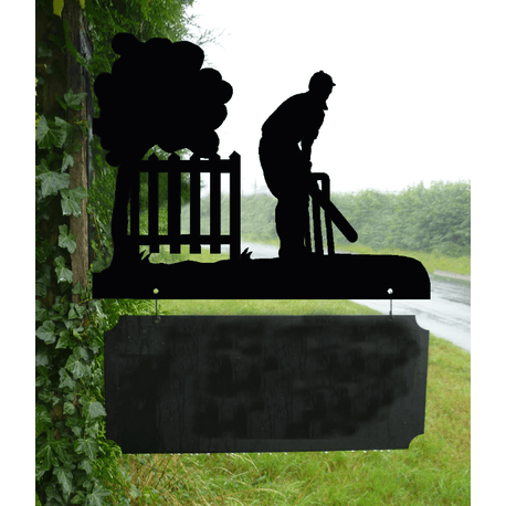 Personalised Cricket Hanging House Name Sign