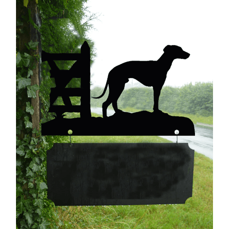 Personalised Whippet Hanging House Name Sign