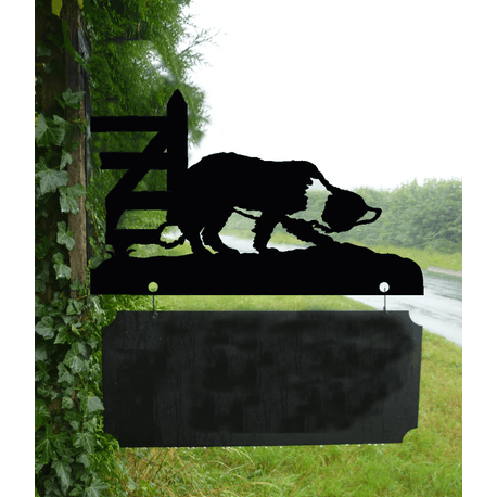 Personalised Working Collie Hanging House Name Sign