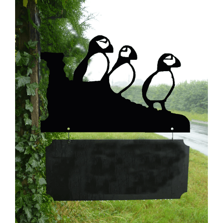 Personalised Puffin Hanging House Name Sign