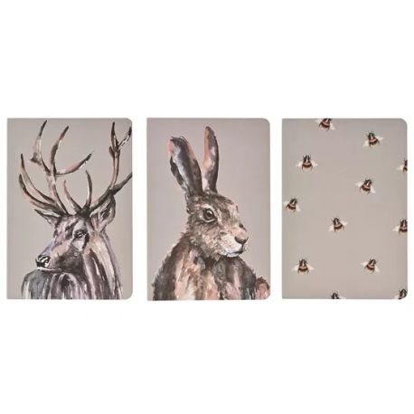 Meg Hawkins 3 Pack of A5 Note Books - Stag, Hare &amp; Bee