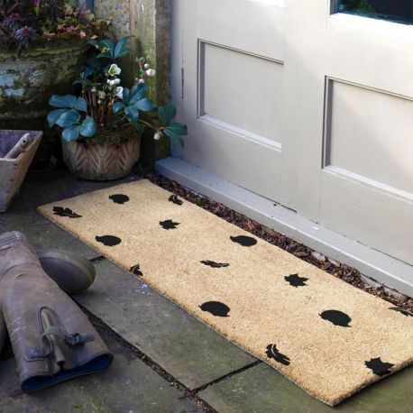 Hedgehog Autumn Leaves Patio Doormat - 120cm x 40cm
