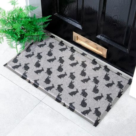Grey Bunny Rabbit Recycled PVC Doormat - 70cm x 40cm