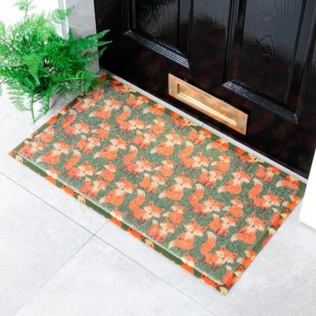 Orange Fox Pattern Recycled PVC Doormat - 70cm x 40cm