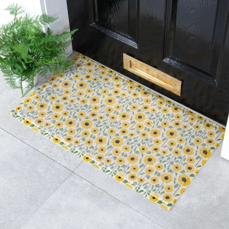 Yellow Sunflower Pattern Recycled PVC Doormat - 70cm x 40cm