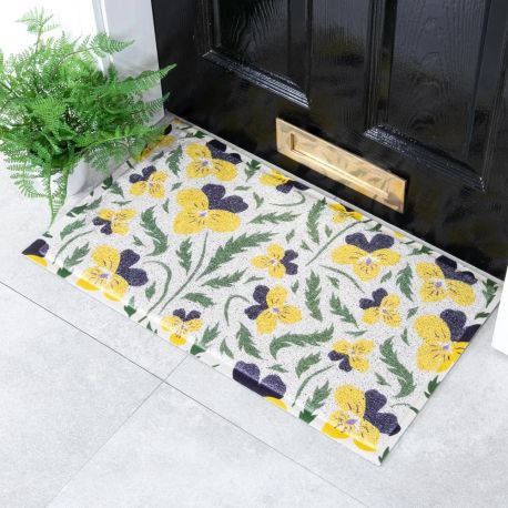 Yellow Pansy Recycled PVC Doormat - 70cm x 40cm
