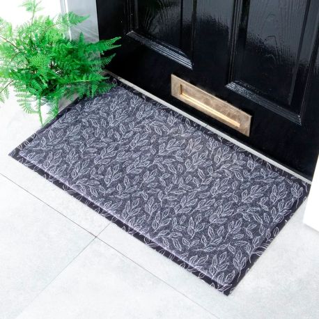 Blue Leaf Pattern Recycled PVC Doormat - 70cm x 40cm