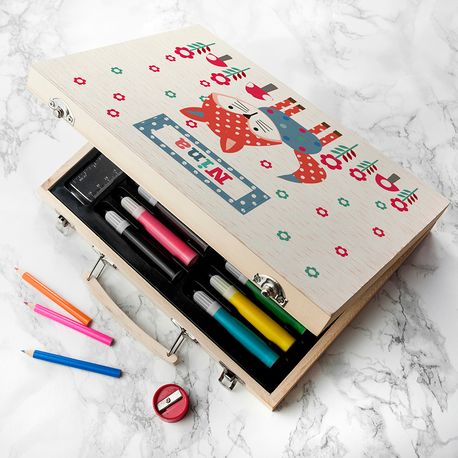 Personalised Kid's Little Fox Colouring Set