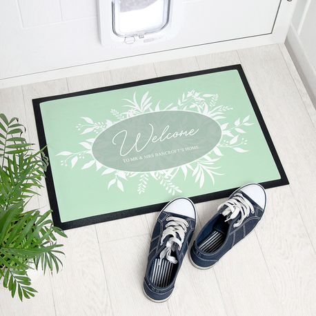 Personalised Botanical Welcome Indoor Doormat