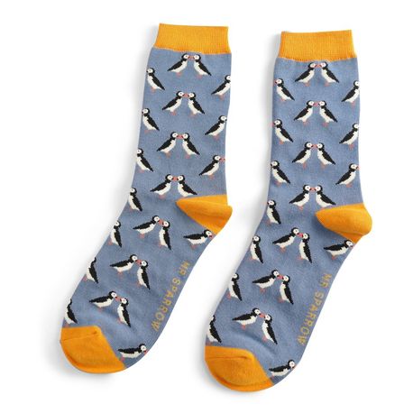 Men's Kissing Puffins Denim Socks