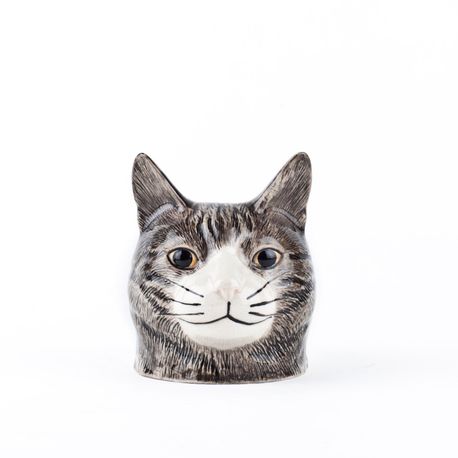 Quail Ceramics Patience Grey Tabby Cat Face Egg Cup
