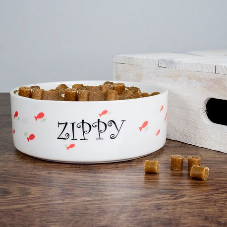 Personalised Name Orange Fishy Cat Bowl