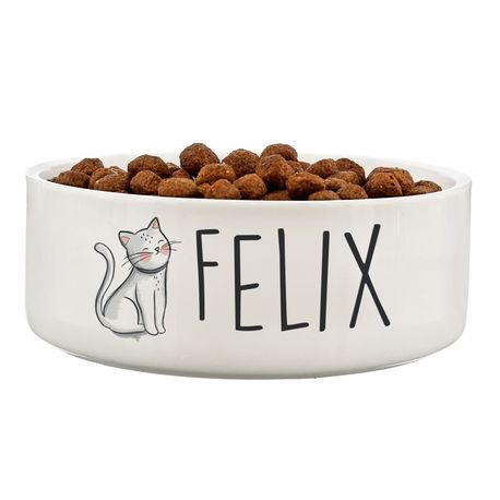 Scribble Personalised Cat Ceramic Pet Bowl