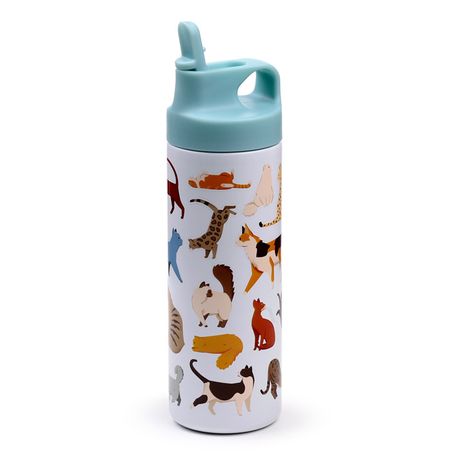 Reusable Insulated Flip Top Drinks Bottle 500ml - Feline Fine Cats
