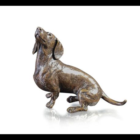 Richard Cooper Small Dachshund Sitting Bronze Sculpture