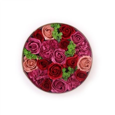 Merci Bouquet Round Vintage Roses Soap Flower Gift Box