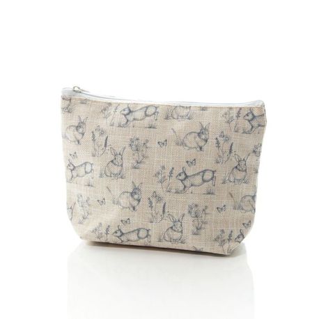 Greyscale Sketch Rabbit Linen Makeup/Washbag