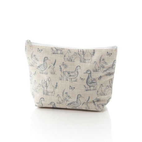Greyscale Sketch Duck Linen Makeup/Washbag