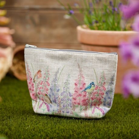 Foxglove Bird Linen Effect Makeup/Washbag