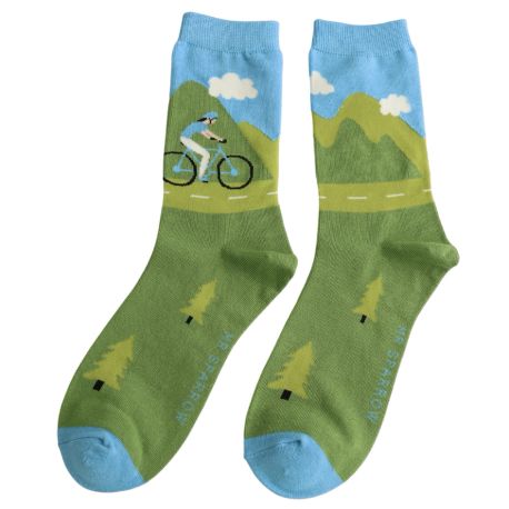 Mr Sparrow Mountain Biking Sky Socks