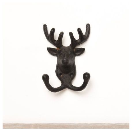 Rustic Stag Head Twin Wall Hook