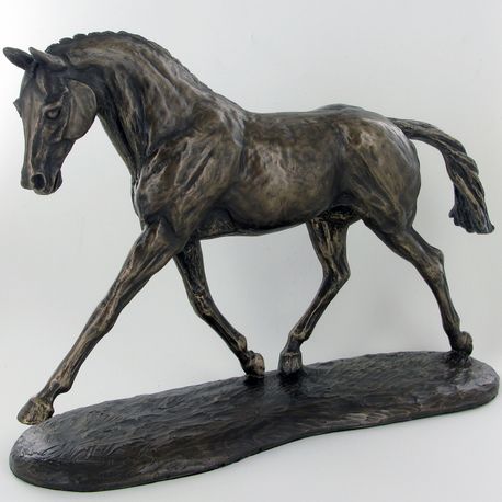 Trotting Warmblood Cold Cast Bronze Horse Sculpture by Harriet Glen