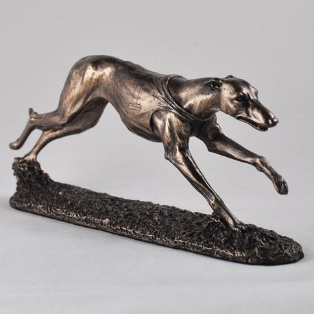 Single Racing Greyhound Cold Cast Bronze Sculpture