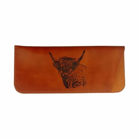 Selbrae House Leather Highland Cow Glasses Case