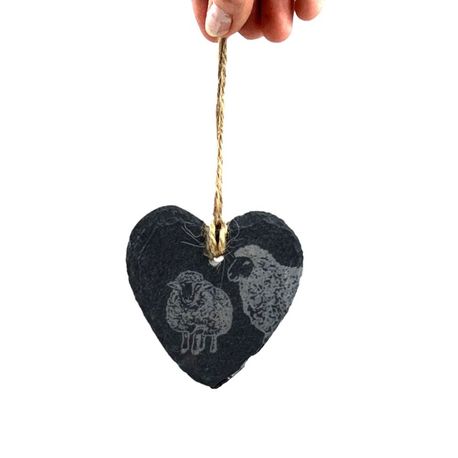 Selbrae House Sheep Slate Heart Decoration