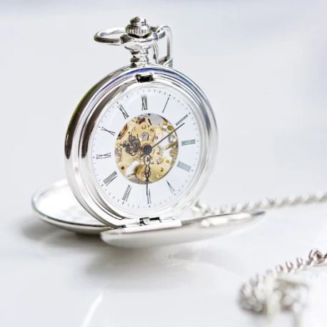 Dual Opening Pocket Watch – Modern Personalised Text Engraving