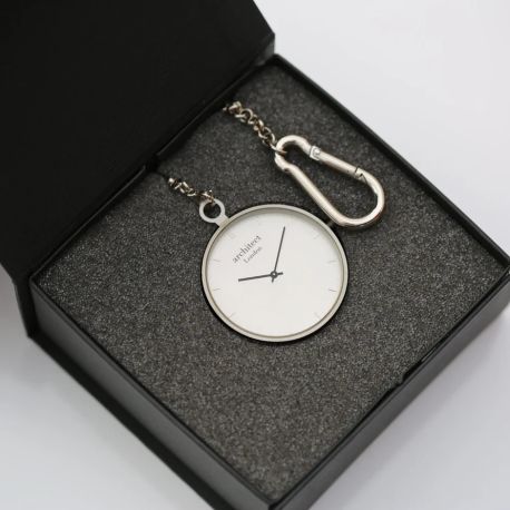 Modern Pocket Watch – Silver Finish, Modern Personalised Text Engraving