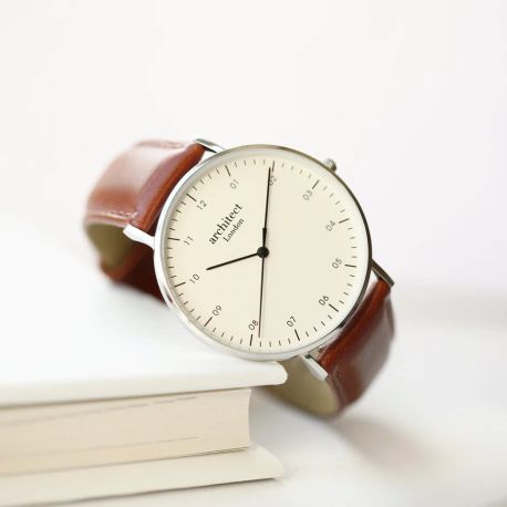 Architect Zephyr Watch – Walnut Strap, Handwriting Engraving
