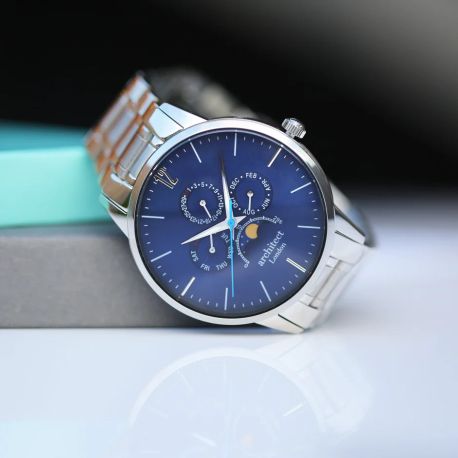 Architect Apollo Watch – Blue Dial, Modern Personalised Text Engraving