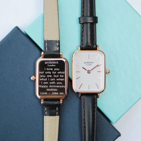 Architēct Lille Watch – Brilliant White, Modern Personalised Text Engraving