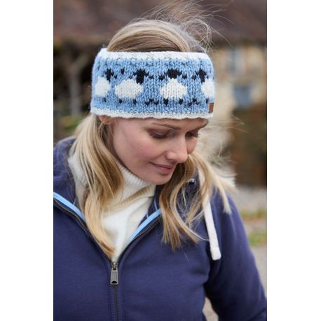 Pachamama Sheep Merino Wool Headband Blue