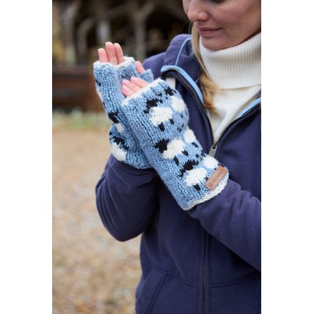 Pachamama Sheep Merino Wool Handwarmers Blue