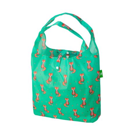 Eco Chic Green Foxes Foldable Shopping Bag