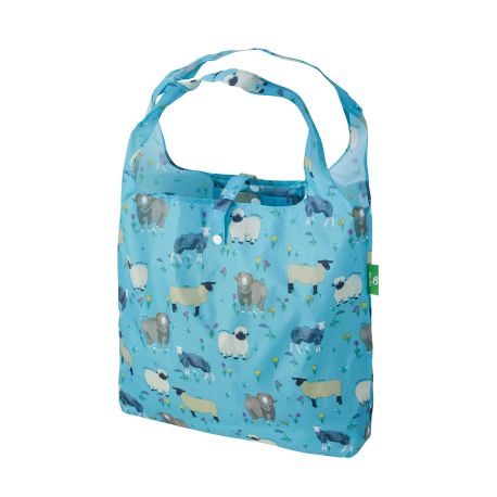 Eco Chic Blue Sheep Foldable Shopping Bag