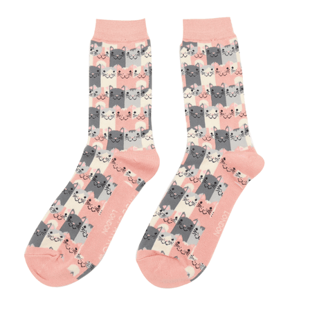 Miss Sparrow Happy Cats Winter Socks Dusky Pink
