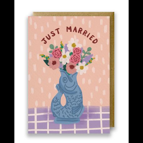 Gluggle Jug Just Married Greeting Card - Blue