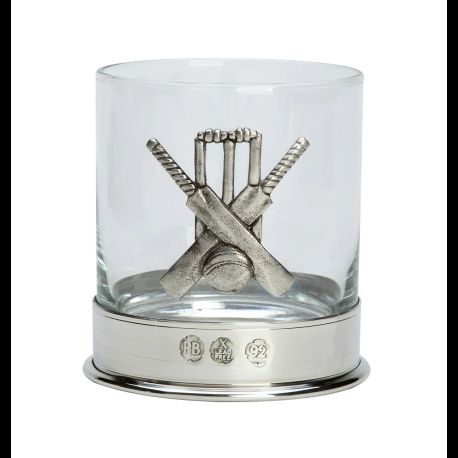 Single Cricket Pewter Whisky Glass